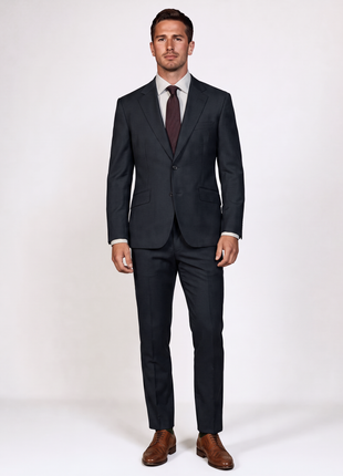 Sartoria Mazara Mens Black Tonal Striped Classic Fit  Wool 2 Button Suit
