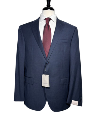 Corneliani Mens Blue Micro-Check Fully-Canvassed Notch Lapels Slim Fit 2 Button Wool Suit - 44R - The Suit Depot