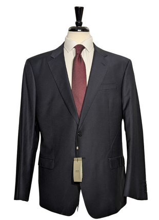 Armani Collezioni G Line Navy Microcheck Slim Fit Wool 2-Button Suit 44R