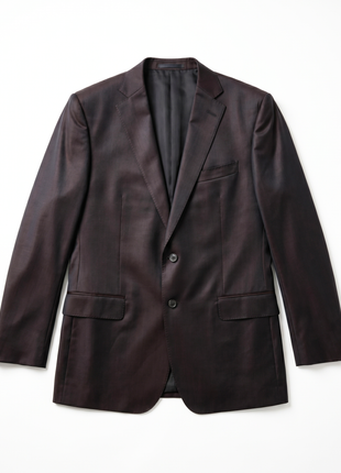 Blujacket Mens Solid Dark Brown Regular Fit Reda Wool 2 Button Suit
