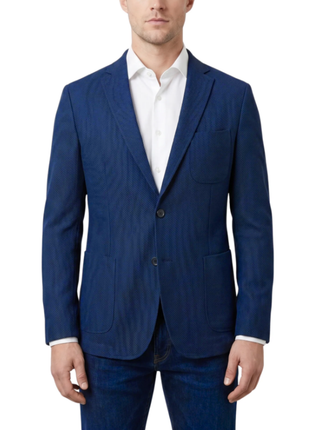 Bergamo Blue Technical Weave Slim Fit 4-Way Stretch Air Blazer