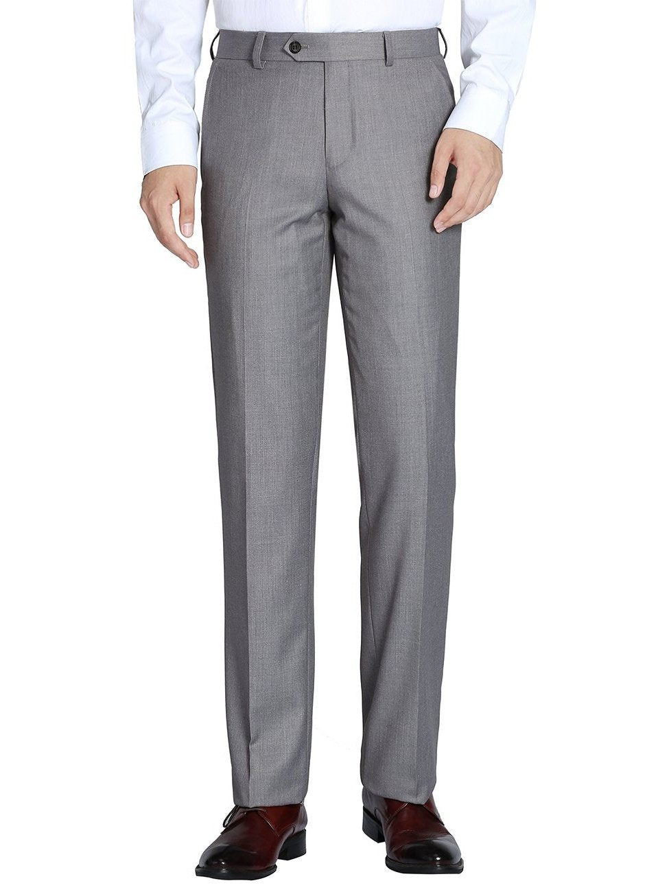 Men's Regular Fit Flat Front Wool Suit Pant