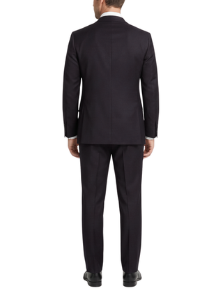 Tovaglia Solid Black Slim Fit Notch Lapel Wool Cashmere 2-Button Suit