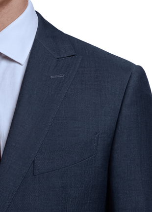 Ermenegildo Zegna Trofeo Mens Blue Textured Peak Lapel Slim Fit 2-Button Wool Mohair Suit - 40L