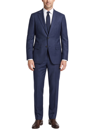 Atica Navy Windowpane Classic Fit Notch Lapel Half-Canvassed Reda Wool 2-Button Suit