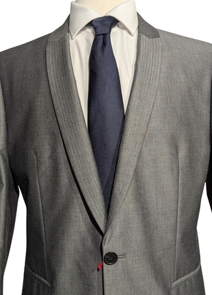 Hugo Boss Light Gray Shawl Lapel Single-Button Cotton Blend Tuxedo 42R