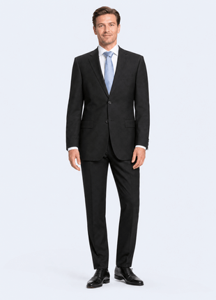 Hugo Boss Mens Solid Black Notch Lapels Classic Fit 2-Button Wool Suit - 40L