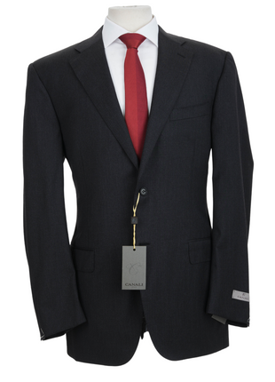 Canali 1934 Mens Solid Charcoal Gray 44L Drop 7 100% Wool 2 Piece Suit