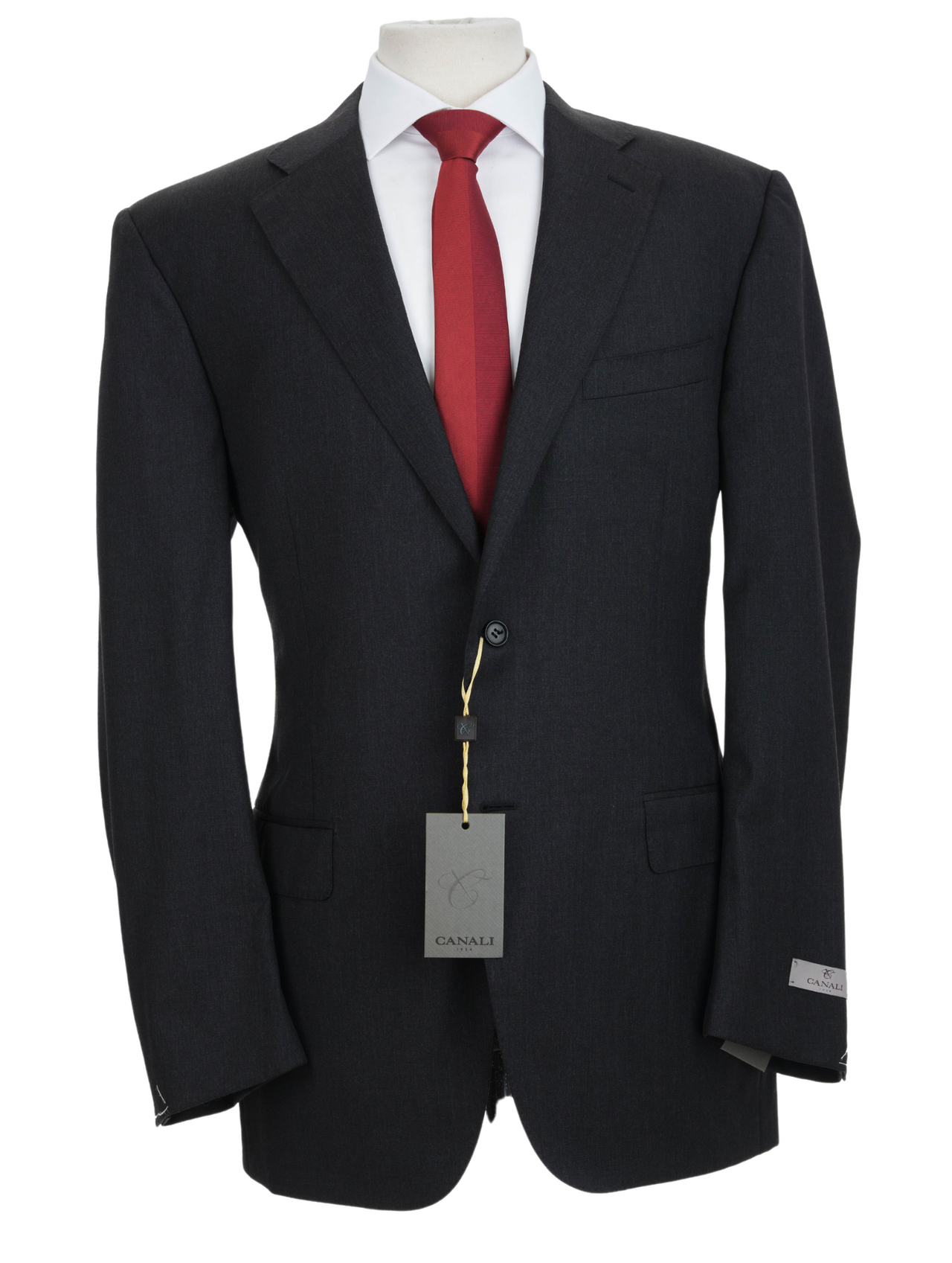 Canali 1934 Mens Solid Charcoal Gray 44L Drop 7 100% Wool 2 Piece Suit