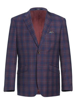 Men's 2 Buttons Slim Fit Blazer Premium Plaid Sport Coat - The Suit Depot