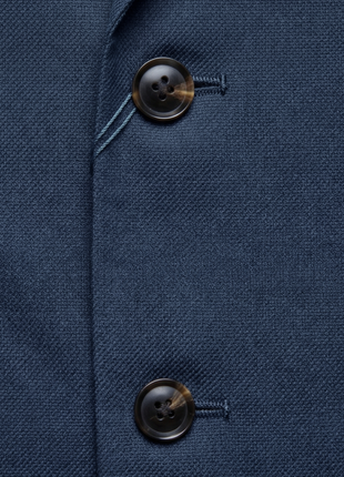 Tovaglia Mens Medium Blue Weave Classic Fit Notch Lapel Wool Silk Blend 2-Button Suit