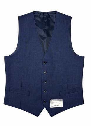 Michael Kors Navy & Blue Tonal Plaid Notch Lapel Classic Fit 3-Piece Wool Suit 48R