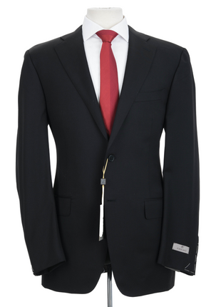 Canali 1934 Mens Solid Black 44L Drop 7 100% Wool 2 Piece Suit