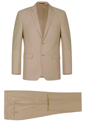Raphael Solid Dark Tan Notch Lapel Slim Fit Two Button Suit - The Suit Depot