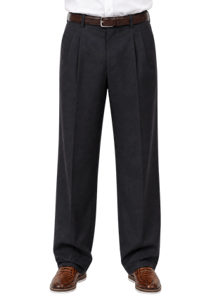Tovaglia Mens Solid Black Wide Leg Wool Cashmere Pleated Dress Pants