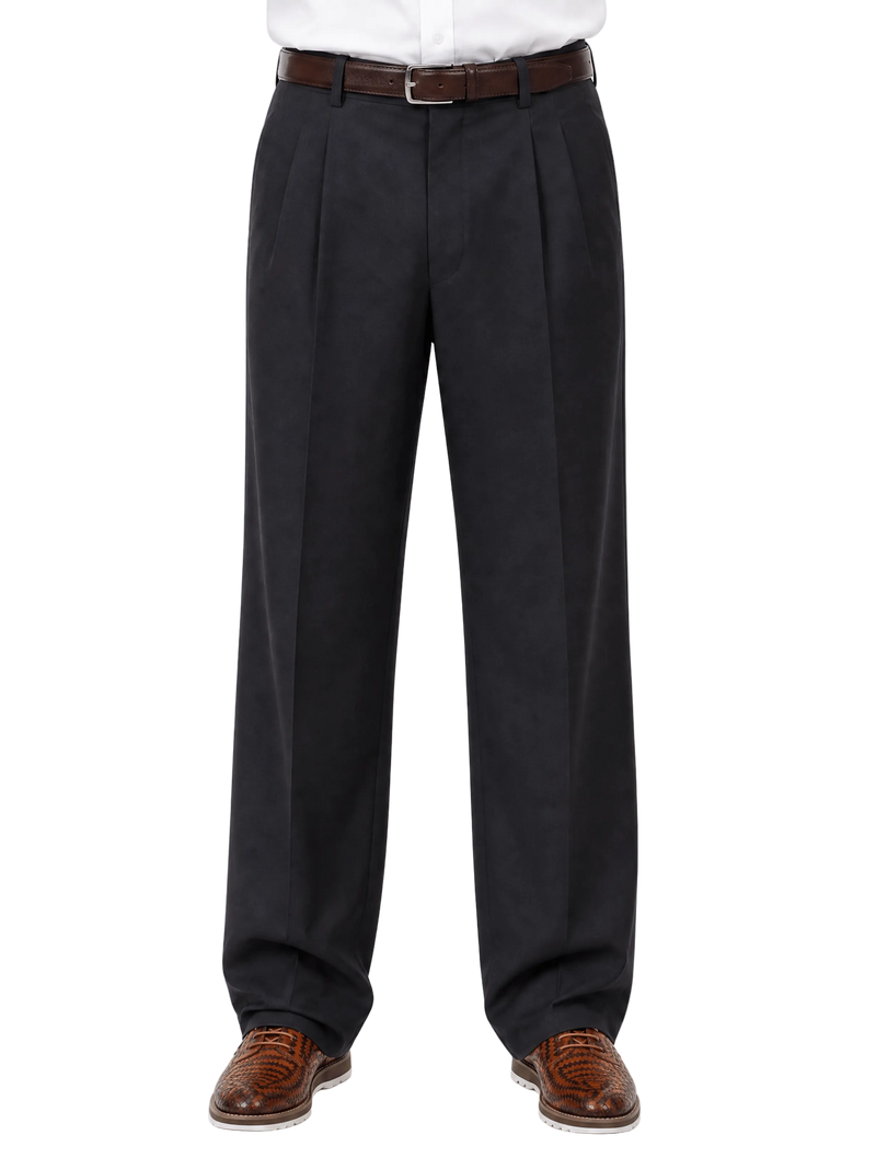 Tovaglia Mens Solid Black Wide Leg Wool Cashmere Pleated Dress