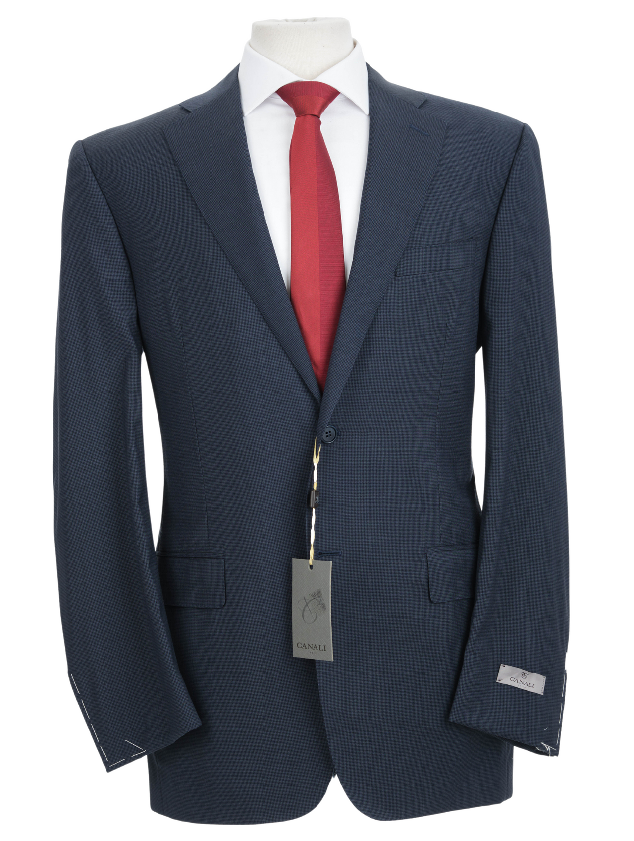 Canali 1934 Mens Blue Check 44L Drop 7 100% Wool 2 Piece Suit