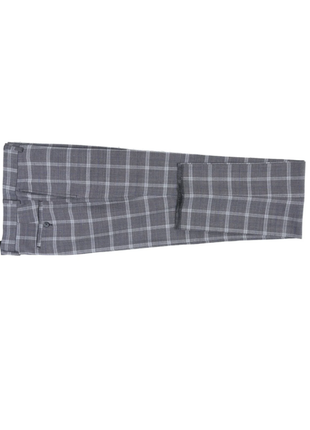 English Laundry Gray Windowpane Slim Fit Notch Lapel Wool Blend Stretch 2 Button Suit