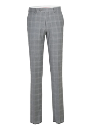English Laundry Light Gray Plaid Slim Fit Notch Lapel Wool Blend Stretch 2 Button Suit