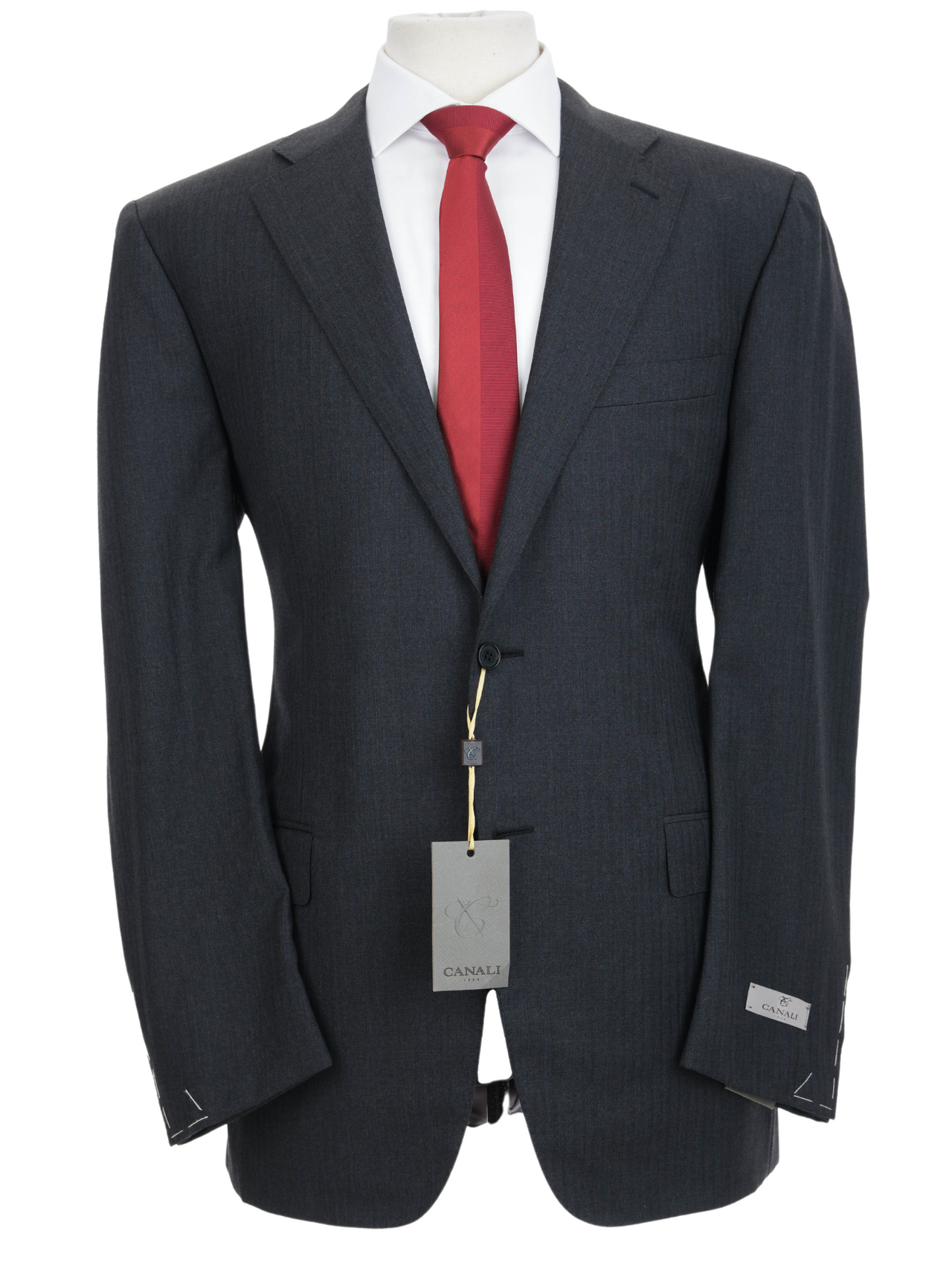 Canali 1934 Mens Gray Striped 44L Drop 7 100% Wool 2 Piece Suit