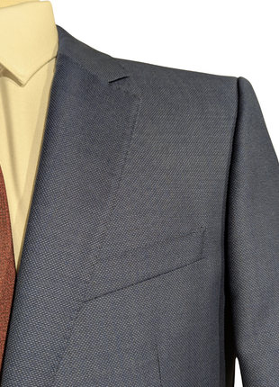 Hugo Boss Blue Textured Marzotto Wool Notch Lapel Two-Button Suit 38R