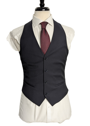 Armani Collezioni Black Textured Classic Fit Notch Lapel 3 Piece Wool Suit 36R