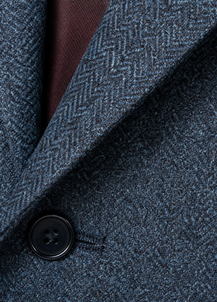 Canali Midnight Blue Flannel Herringbone Modern Fit Wool 3-Button Sport Coat 50R