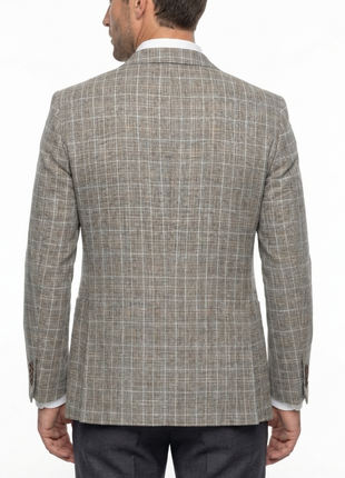 Vitali Windowpane Brown Modern Fit Notch Lapel 2-Button Sport Coat