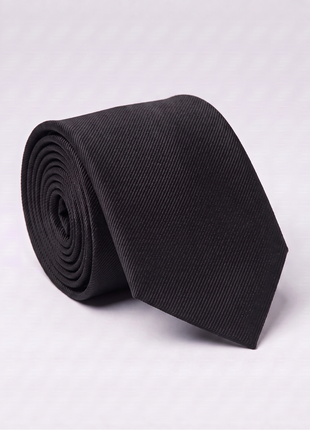 Letteriello Solid Black Italian Silk Neck Tie