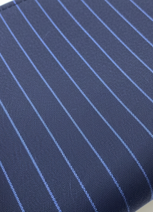 Centrion Mens Blue Pinstripe Slim Fit Peak Lapels Double Breasted Wool Suit - The Suit Depot