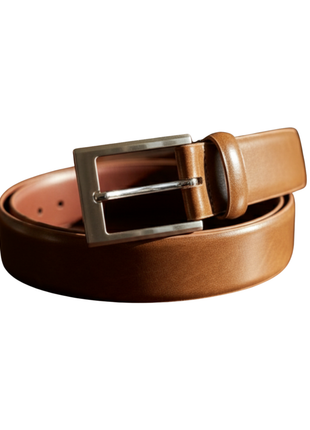 Ariston Mens Genuine Solid Brown Leather Belt with Sewn-In Buckle - The Suit Depot