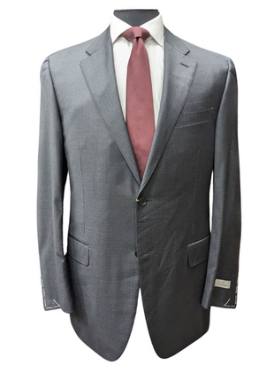 Canali 1934 Mens Gray Check 44L Drop 7 100% Wool 2 Button 2 Piece Suit