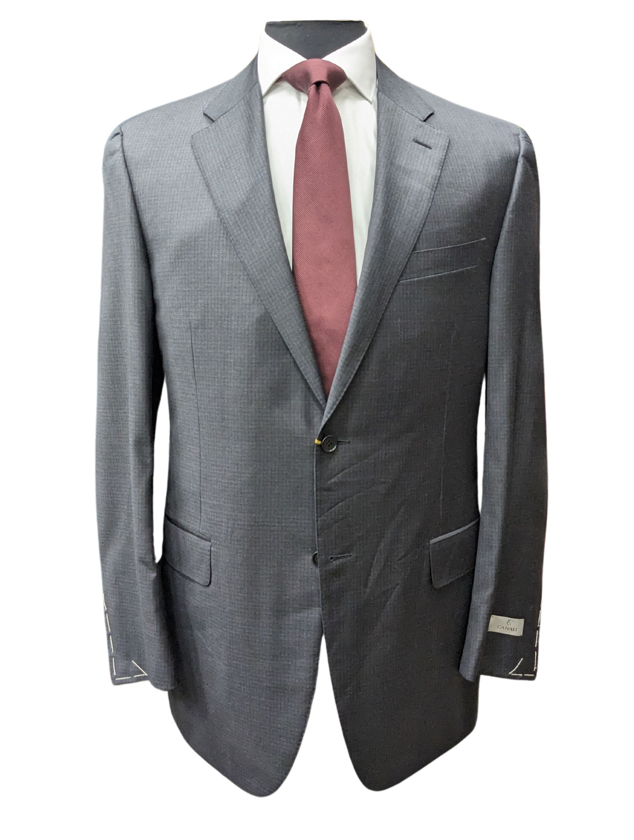 Canali 1934 Traje gris a cuadros 44L Drop 7 100% lana con 2 botones y 2 piezas para hombre