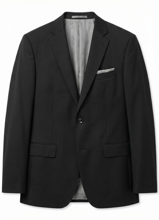 Sartoria Mazara Solid Black Slim Fit Notch Lapel Wrinkle Resistant 2-Button Wool Suit - The Suit Depot