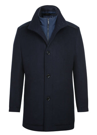 Raphael Solid Navy Wool Blend Short Coat