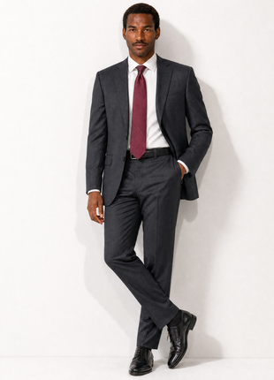 Isaia Mens Charcoal Shadow Stripe Notch Lapel Classic Fit 2-button Wool Suit - 40S