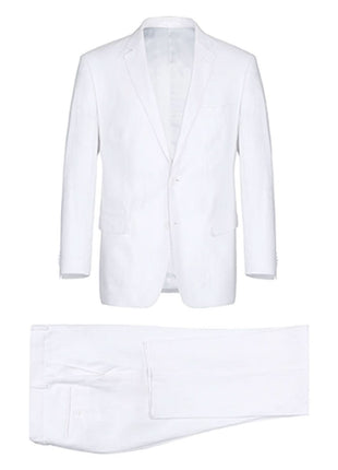 Men's Big & Tall Notch Lapels White Solid Linen Suits
