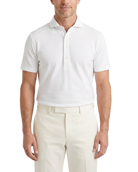 polo dress shirts white Atica Solid White Dress Collar Performance Short Sleeve Polo Shirt – The  Suit Depot