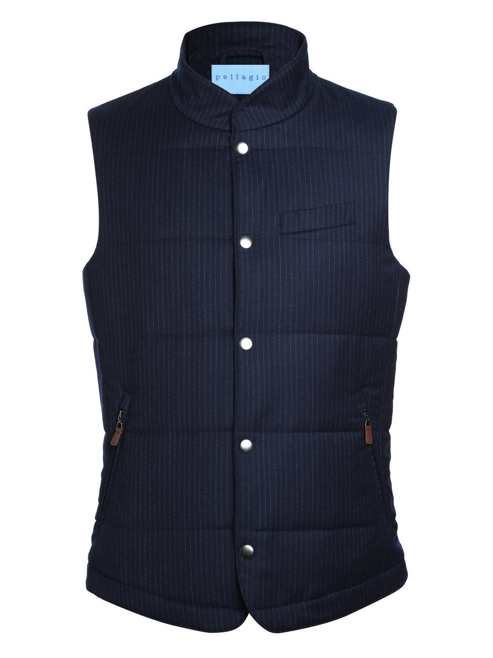 Men&#39;s Navy Stripes Winter Puffer Wool Vest
