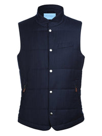 Thumbnail for Men's Navy Stripes Winter Puffer Wool Vest