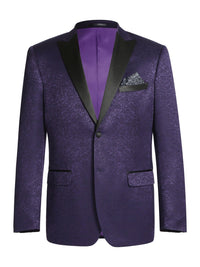 Thumbnail for Men's Slim Fit Peak Lapel Tuxedo Blazer With Embroidered Pattern