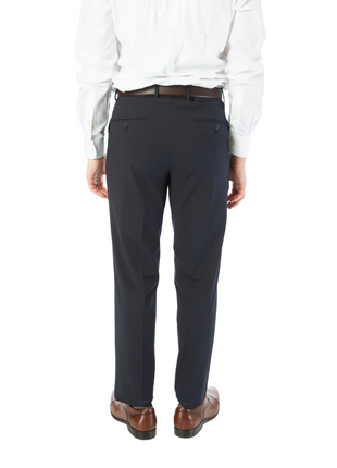 Raphael Mens Solid Navy Blue Slim Fit Flat Front Prehemmed Stretch Dress Pants