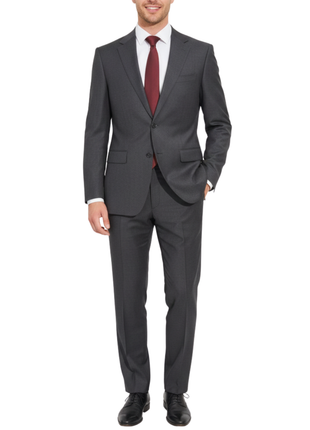 Centrion Mens Charcoal Pinstripe Classic Fit Notch Lapels 2 Button Wool Suit