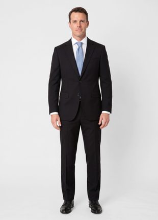 Sartoria Mazara Black Fine Crosshatch Weave Slim Fit Wool 2-Button Suit