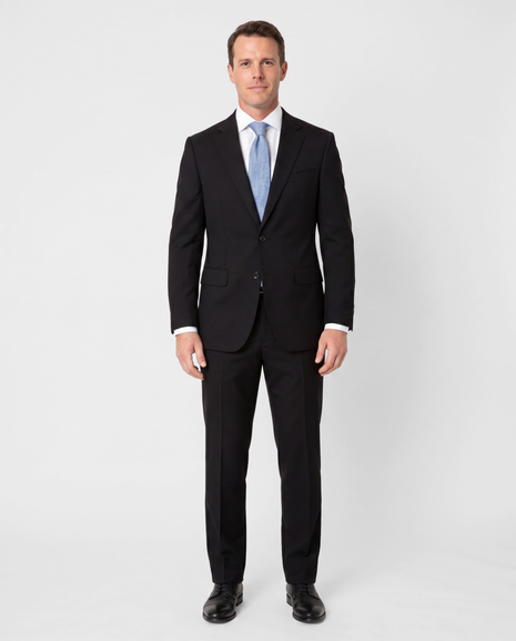Sartoria Mazara Black Fine Crosshatch Weave Slim Fit Wool 2-Button Suit