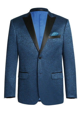 Men's Slim Fit Peak Lapel Tuxedo Blazer With Embroidered Pattern - The Suit Depot