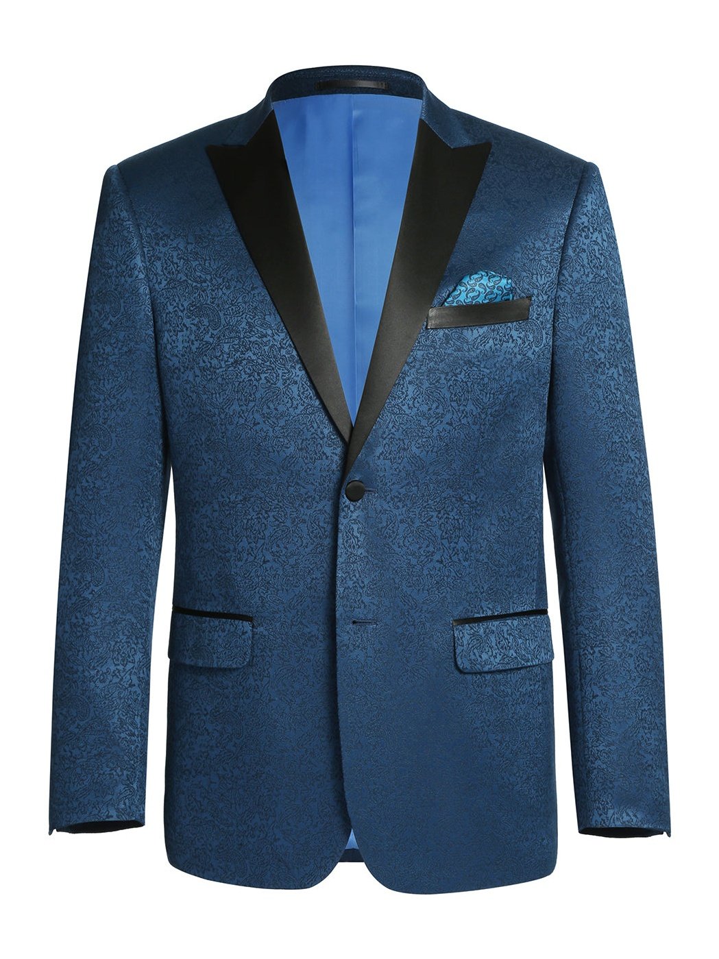 Men's Slim Fit Peak Lapel Tuxedo Blazer With Embroidered Pattern