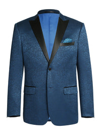 Thumbnail for Men's Slim Fit Peak Lapel Tuxedo Blazer With Embroidered Pattern