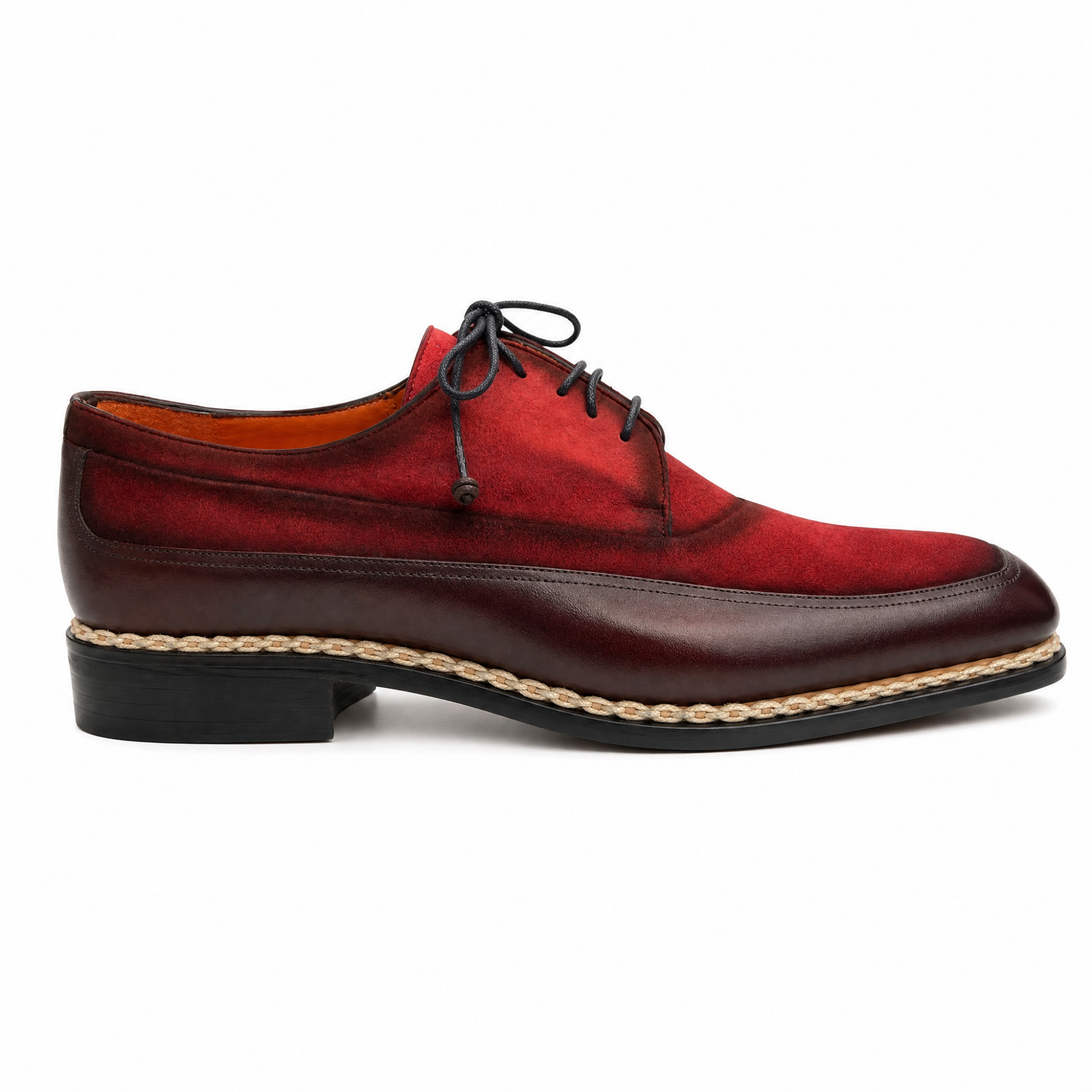 Mezlan Blood Red Suede Cap Toe Lace-Up Derby Dress Shoes with Braided – The Suit Depot
