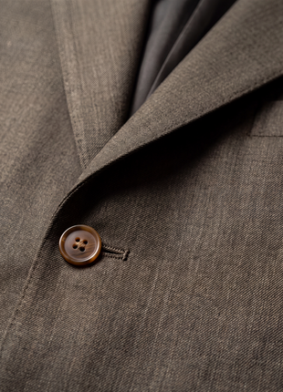 Sartoria Partenopea Mens Olive Textured Notch Lapel Classic Fit 3-button Wool Suit - 40R